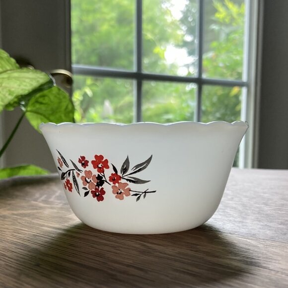 4 FIRE KING Primrose Custard Cups Ramekins, 1960s, Floral #424, Limited edition - Picture 8 of 12